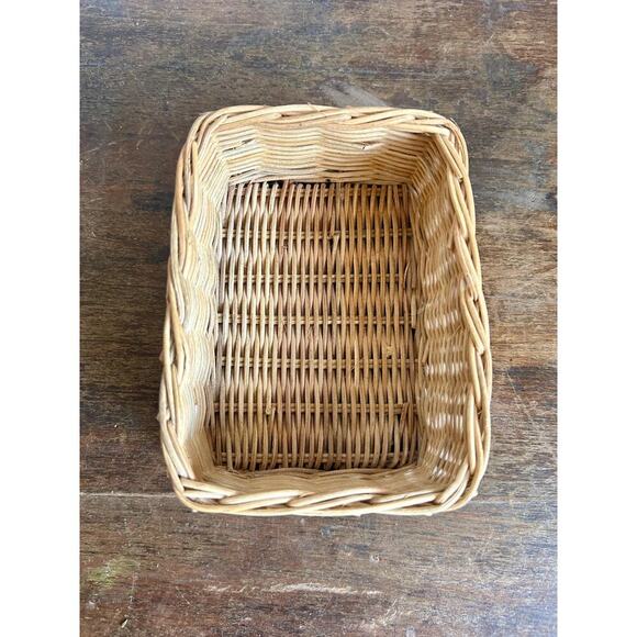 Vintage Wicker Tray and Basket Duo | Farmhouse Cottagecore Decor - Picture 9 of 10
